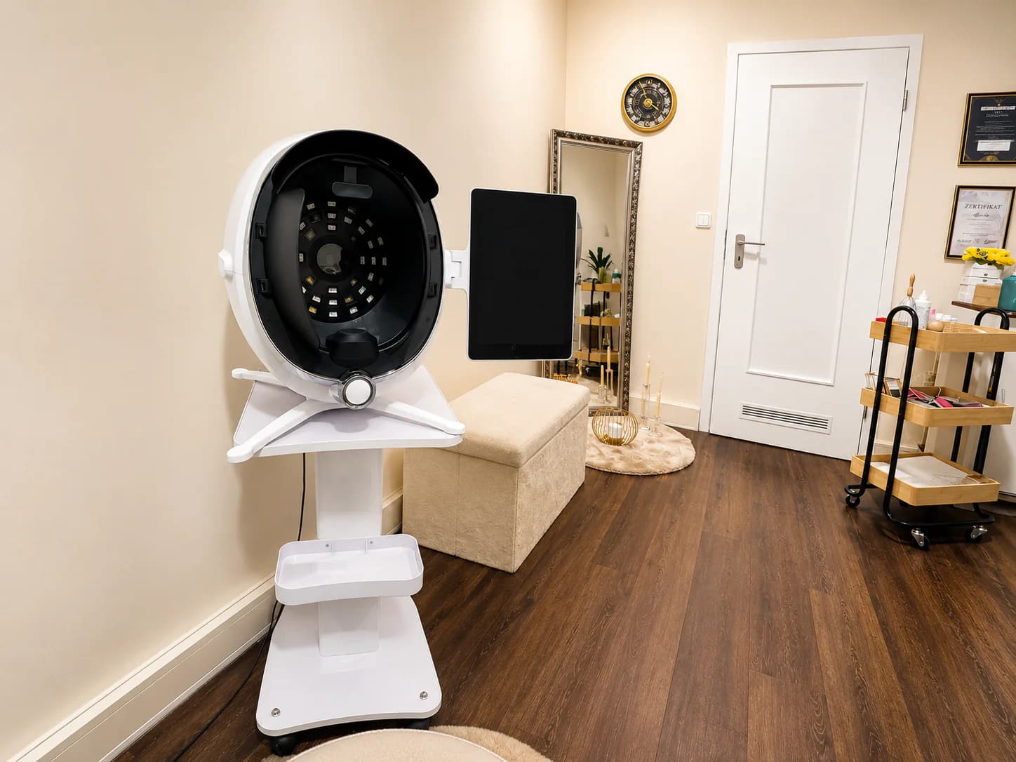 Behandlungsraum mit Hautanalysegerät in der Muguet Beauty Lounge